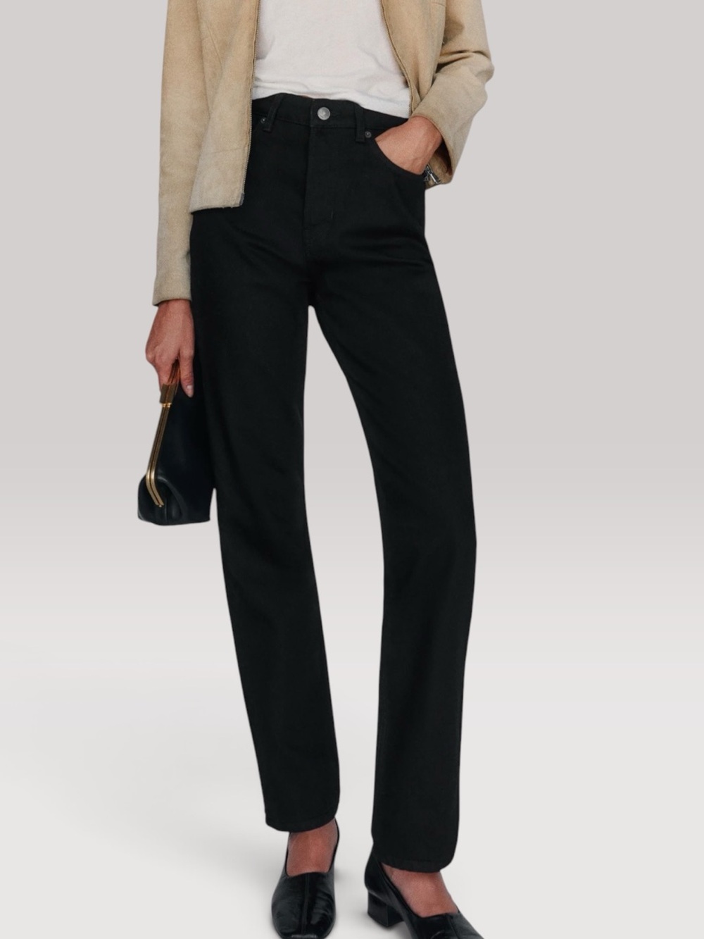 Reformation Cynthia High Rise Straight Jean Black Button Front 29" Waist $178